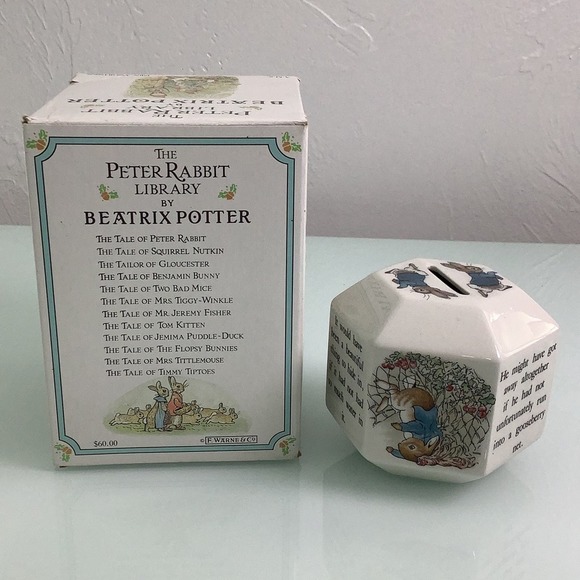 The Peter Rabbit Library by Beatrix Potter books and ceramic coin bank EUC - Picture 4 of 10